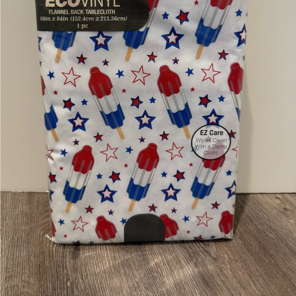 Patriotic Red, White, and Blue Bomb Popsicle Tablecloth- NWT
